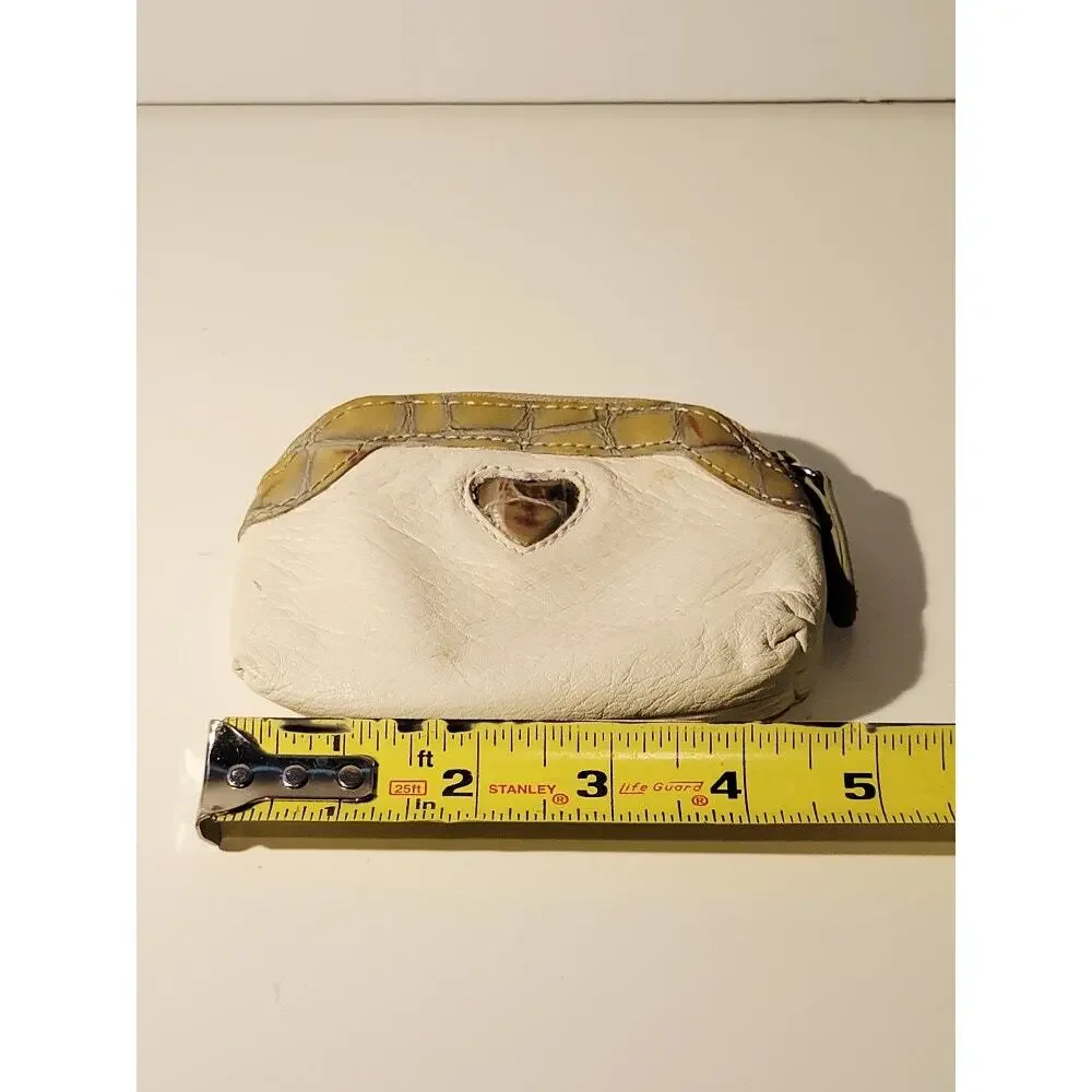 Brighton Heart Leather‎ Coin Change Wallet Cream Gold Zipper